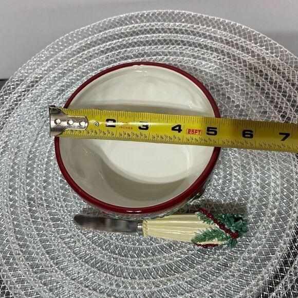 Pfaltzgraff Holiday Garland Dip Bowl and Spreader Set NWOT - Picture 3 of 6